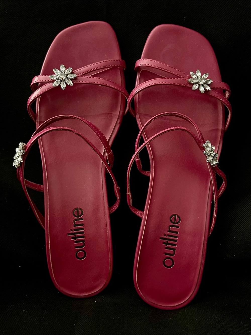 Outline Strappy Gem-Embellished Sandals